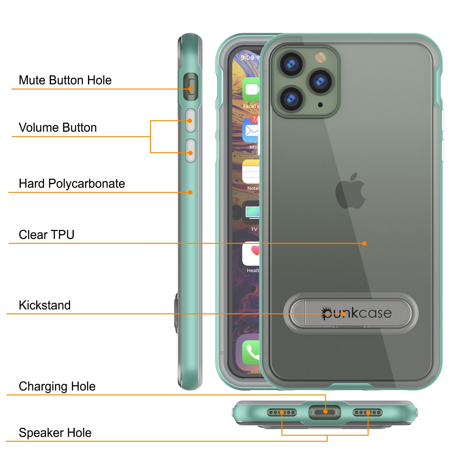 iPhone 11 Pro Case, PUNKcase [LUCID 3.0 Series] [Slim Fit] Armor Cover w/ Integrated Screen Protector [Teal] (Color in image: Blue)