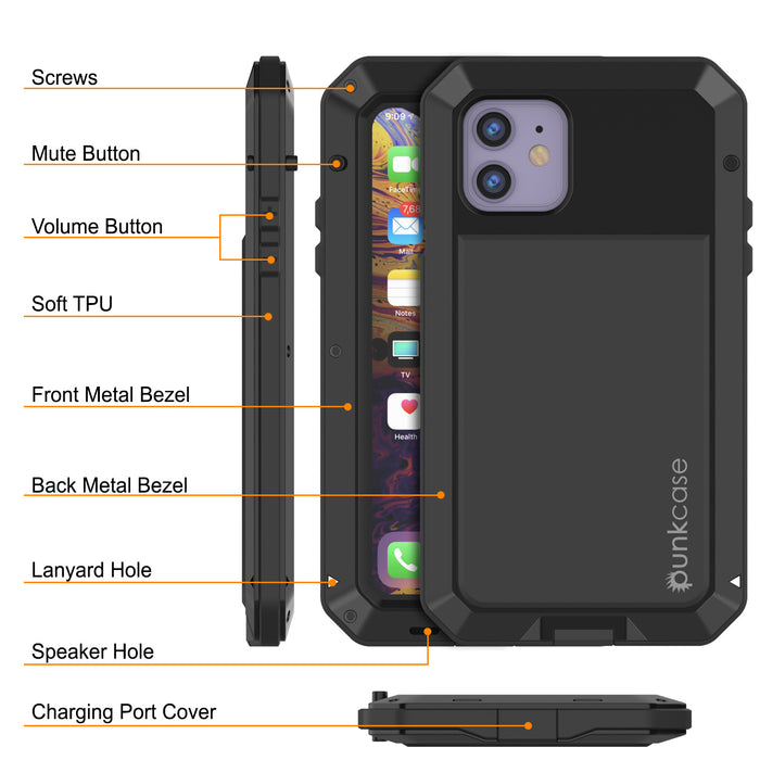 iPhone 11 Metal Case, Heavy Duty Military Grade Armor Cover [shock proof] Full Body Hard [Black]