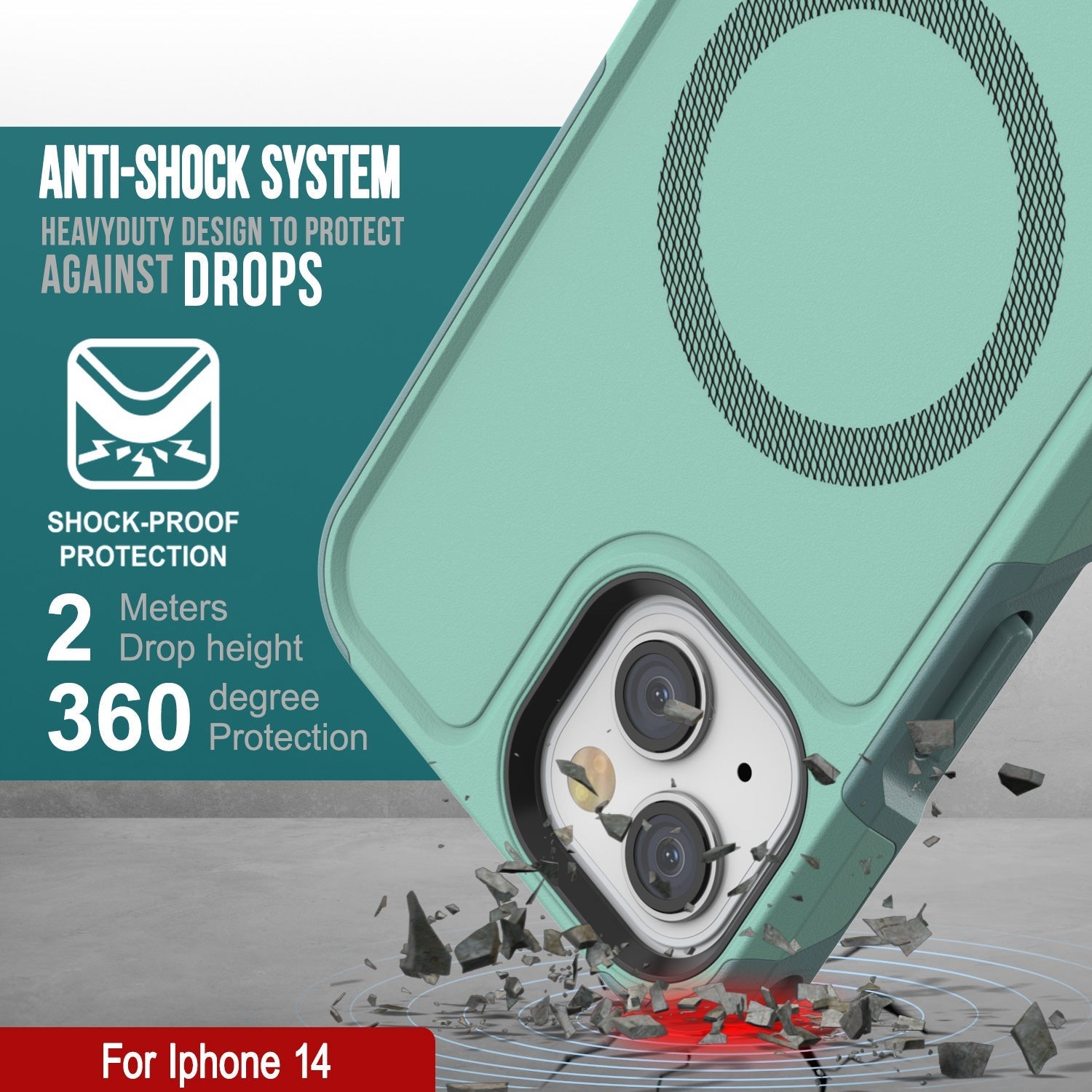 ANTI-SHOCK SYSTEM HEAVYDUTY DESIGN TO PROTECT AGAINST DROPS td SHOCK-PROOF PROTECTION Meters Drop height 360 Face. Ny nv) Xn nnn NS SIX AED (Color in image: Black)