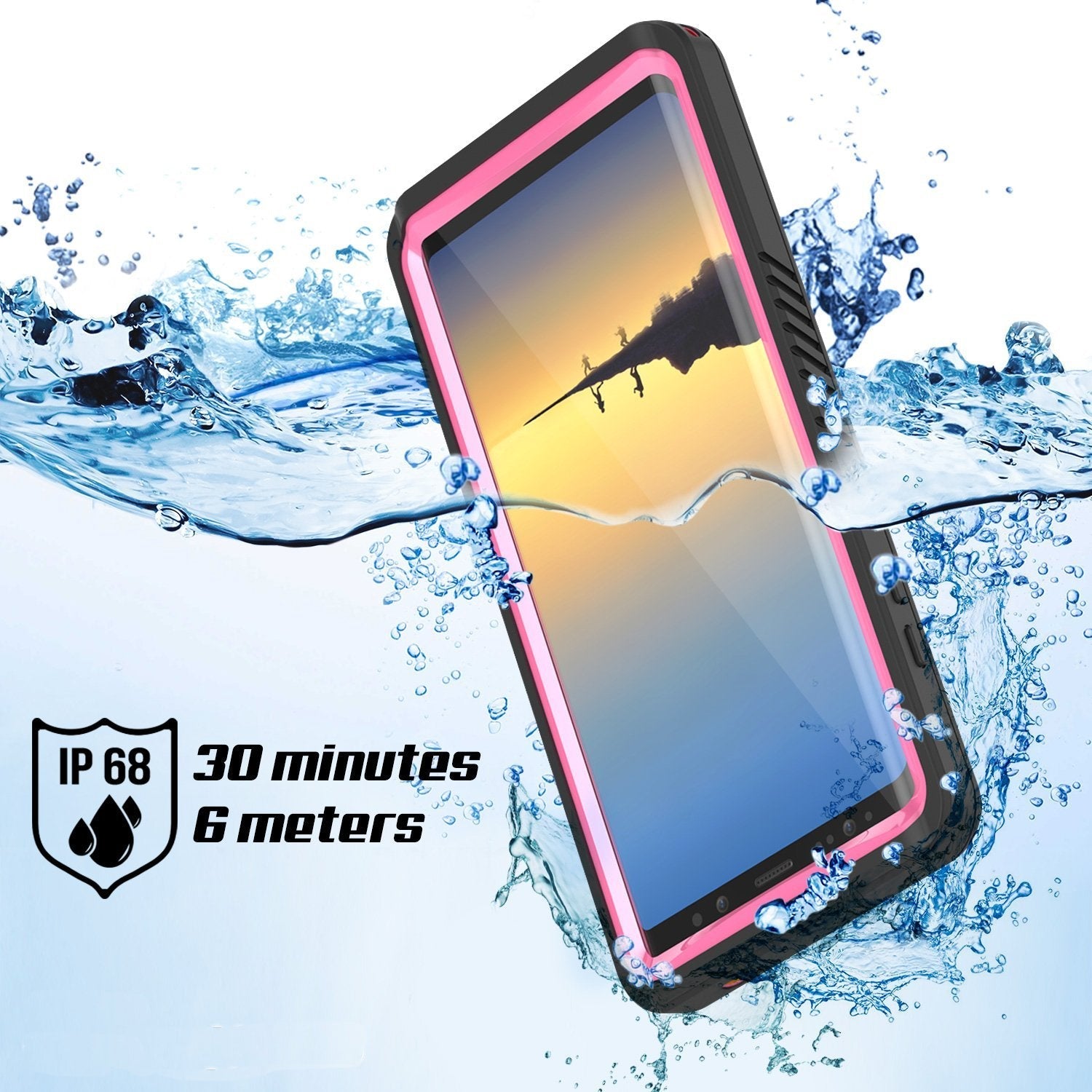 Galaxy Note 8 Waterproof Case, Punkcase [Extreme Series] [Slim Fit] [IP68 Certified] [Shockproof] [Snowproof] [Dirproof] Armor Cover W/ Built In Screen Protector for Samsung Galaxy Note 8 [Pink] (Color in image: light green)