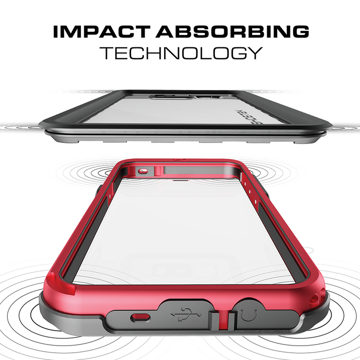 Galaxy S8 Waterproof Case, Ghostek Atomic 3 Series| Underwater | Shockproof | Dirt-proof | Snow-proof | Aluminum Frame | Ultra Fit | Swimming | (Red) (Color in image: Black)