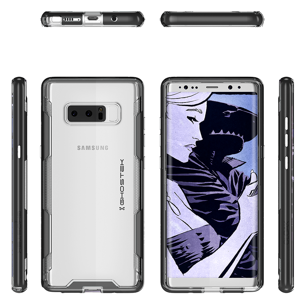 Galaxy Note 8 Case, Ghostek Cloak 3 Galaxy Note 8 Clear Transparent Bumper Case Note 8 2017 | BLACK (Color in image: Pink)