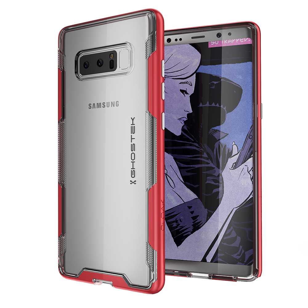 Galaxy Note 8 Case, Ghostek Cloak 3 Galaxy Note 8 Clear Transparent Bumper Case Note8 2017 | RED (Color in image: Gold)