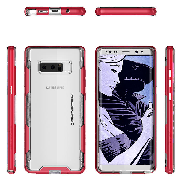 Galaxy Note 8 Case, Ghostek Cloak 3 Galaxy Note 8 Clear Transparent Bumper Case Note8 2017 | RED (Color in image: Pink)