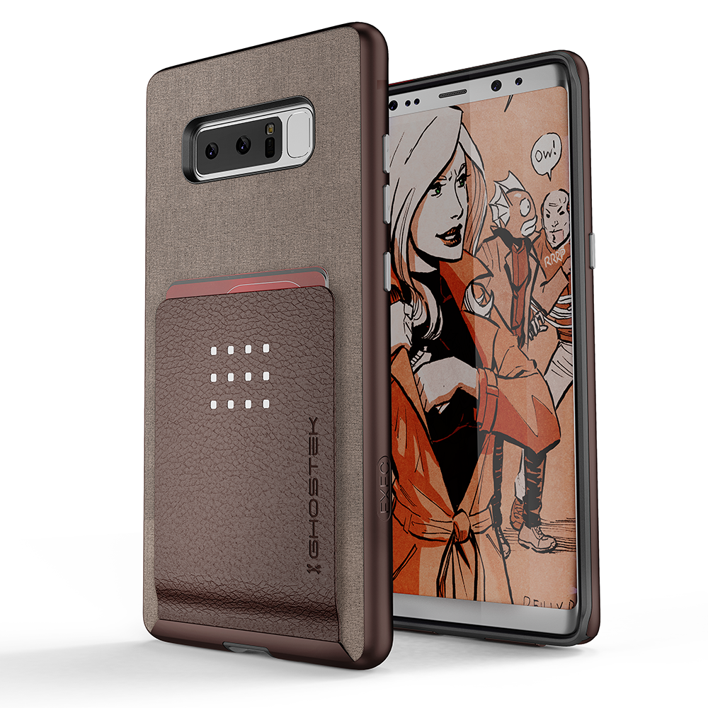 Galaxy Note 8 Case, Ghostek Exec 2 Slim Hybrid Impact Wallet Case for Samsung Galaxy Note 8 Armor | Brown (Color in image: Brown)