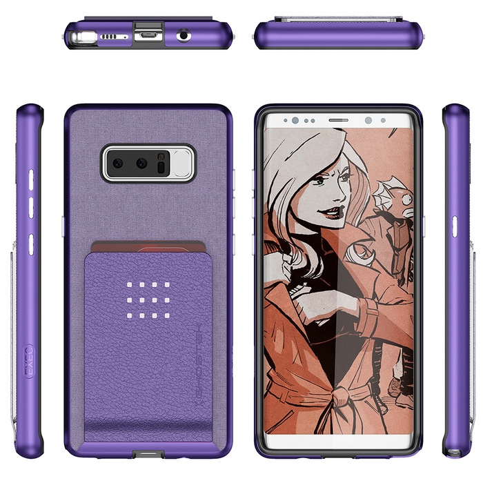 Galaxy Note 8 Case, Ghostek Exec 2 Slim Hybrid Impact Wallet Case for Samsung Galaxy Note 8 Armor | Purple