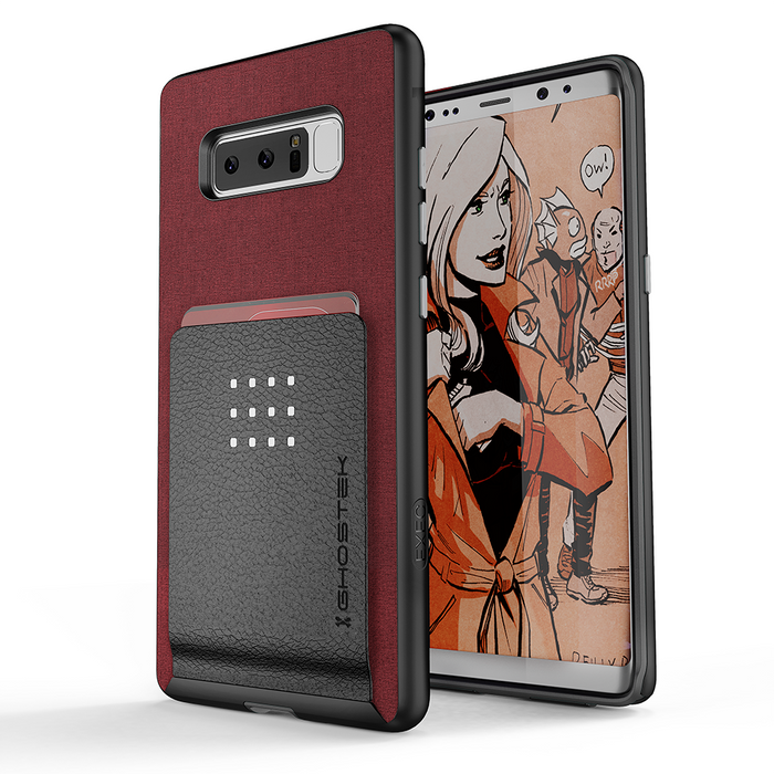 Galaxy Note 8 Case, Ghostek Exec 2 Slim Hybrid Impact Wallet Case for Samsung Galaxy Note 8 Armor | Red (Color in image: Red)