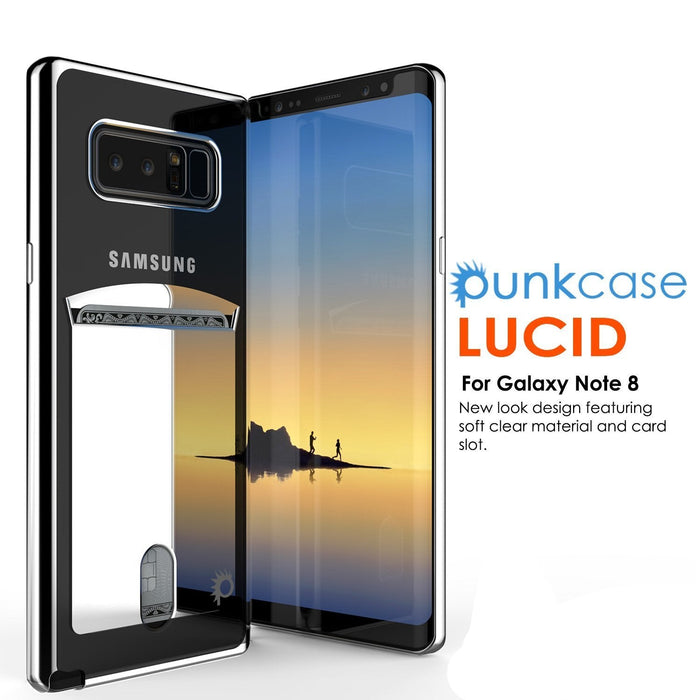 Galaxy Note 8 Case, PUNKCASE® LUCID Silver Series | Card Slot | SHIELD Screen Protector | Ultra fit 