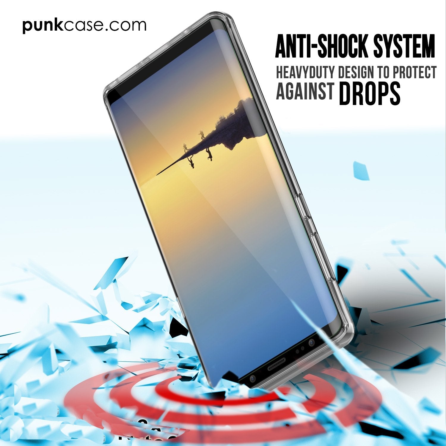 Galaxy Note 8 Case, PUNKcase [LUCID 2.0 Series] [Slim Fit] Armor Cover w/Integrated Anti-Shock System & Screen Protector [Crystal Black] (Color in image: Light Blue)