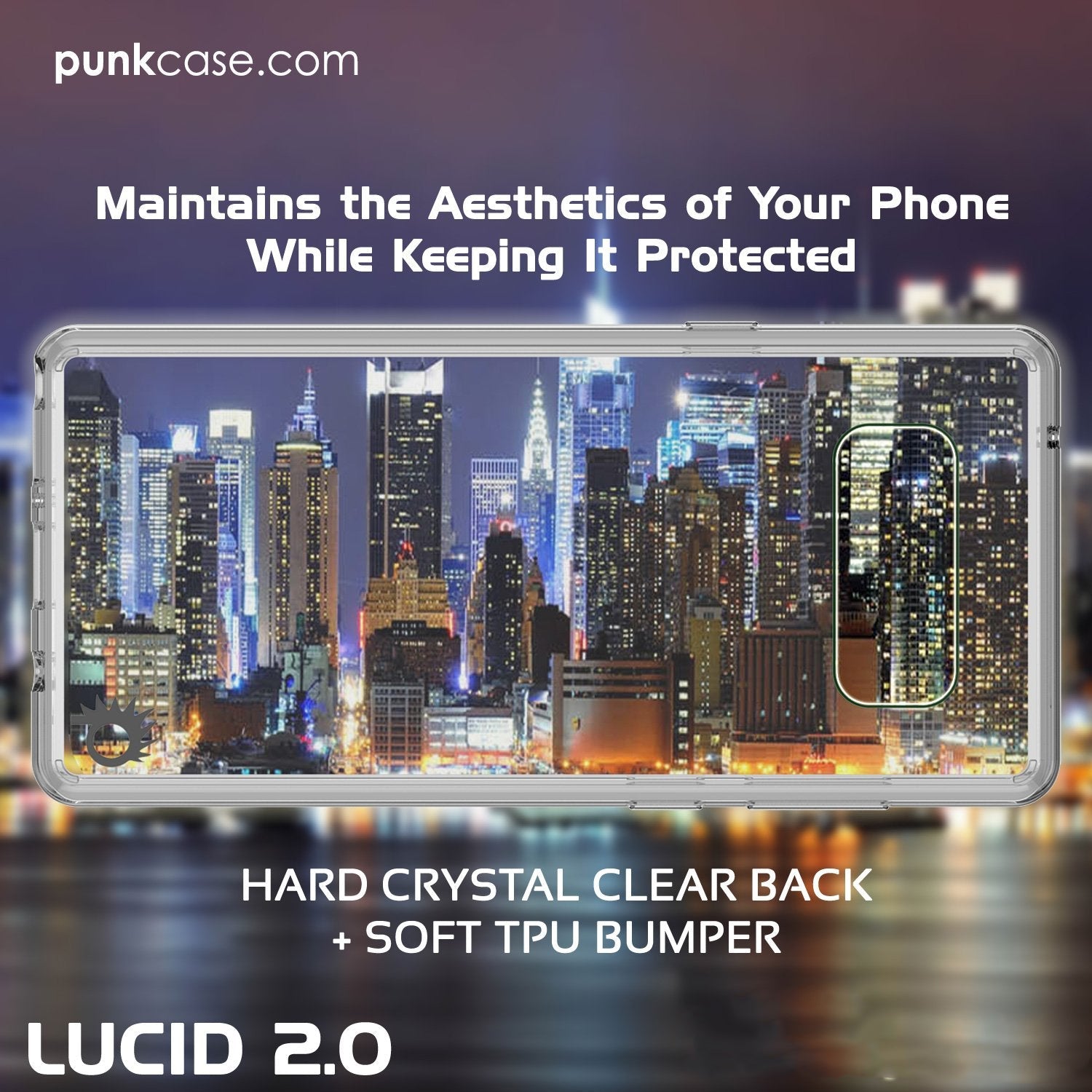 Galaxy Note 8 Case, PUNKcase [LUCID 2.0 Series] [Slim Fit] Armor Cover w/Integrated Anti-Shock System & Screen Protector [Crystal Black] (Color in image: Clear)
