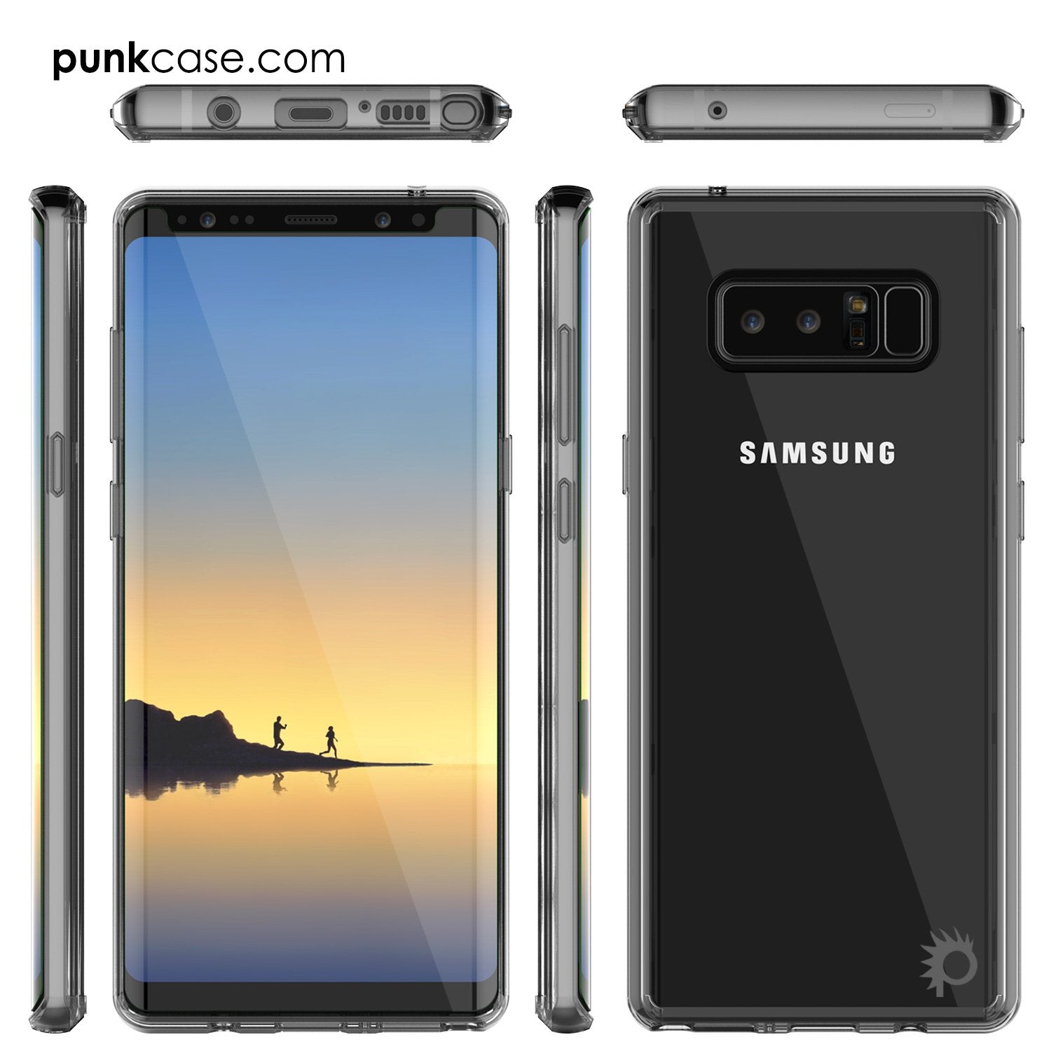 Galaxy Note 8 Case, PUNKcase [LUCID 2.0 Series] [Slim Fit] Armor Cover w/Integrated Anti-Shock System & Screen Protector [Crystal Black] (Color in image: Black)