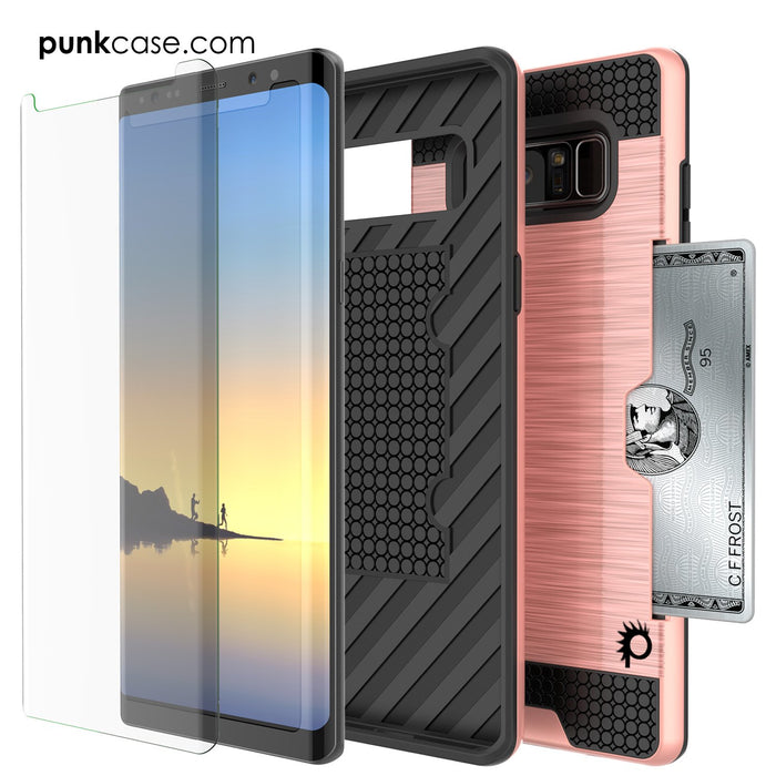 Galaxy Note 8 Dual-Layer Ultra Screen Protector Case W/ Card Slot [Rose]