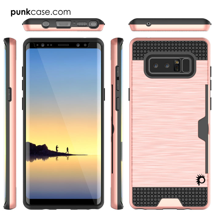 Galaxy Note 8 Dual-Layer Ultra Screen Protector Case W/ Card Slot [Rose]