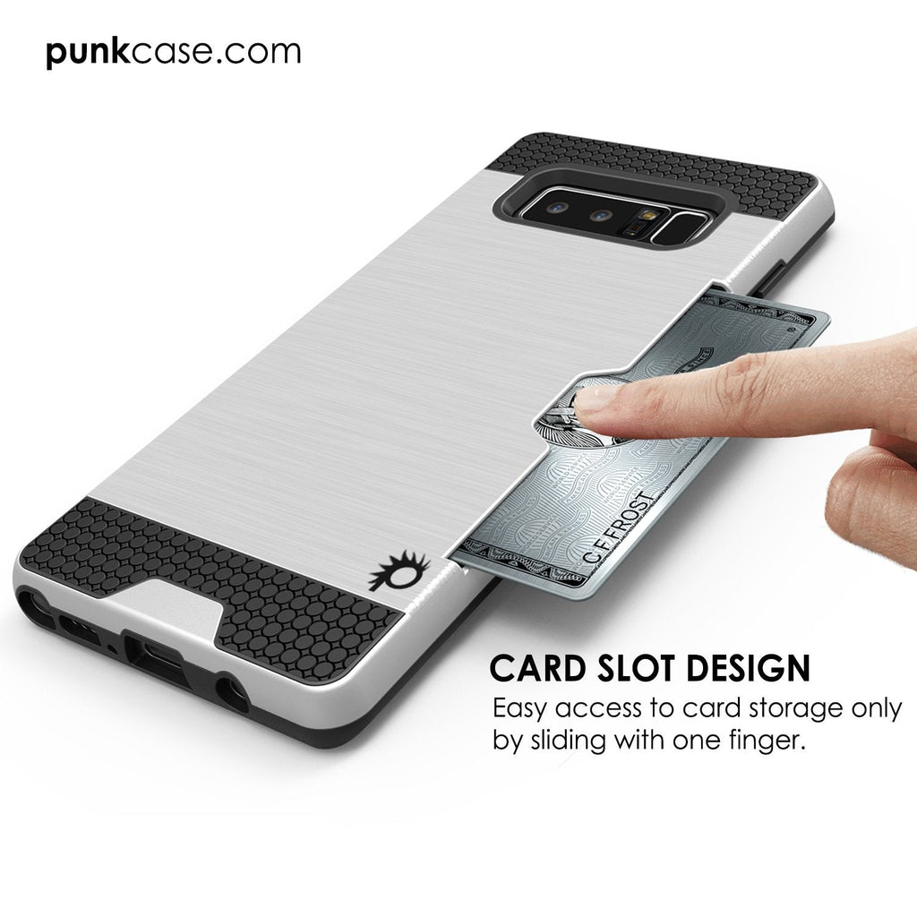 Galaxy Note 8 Case, PUNKcase [SLOT Series] Slim Fit  Samsung Note 8 [Silver] (Color in image: Black)
