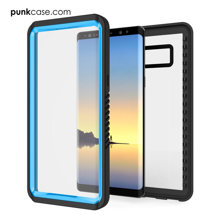 Galaxy Note 8 Case, Punkcase [Extreme Series] [Slim Fit] [IP68 Certified] [Shockproof] Armor Cover W/ Built In Screen Protector [Light Blue] (Color in image: Black)