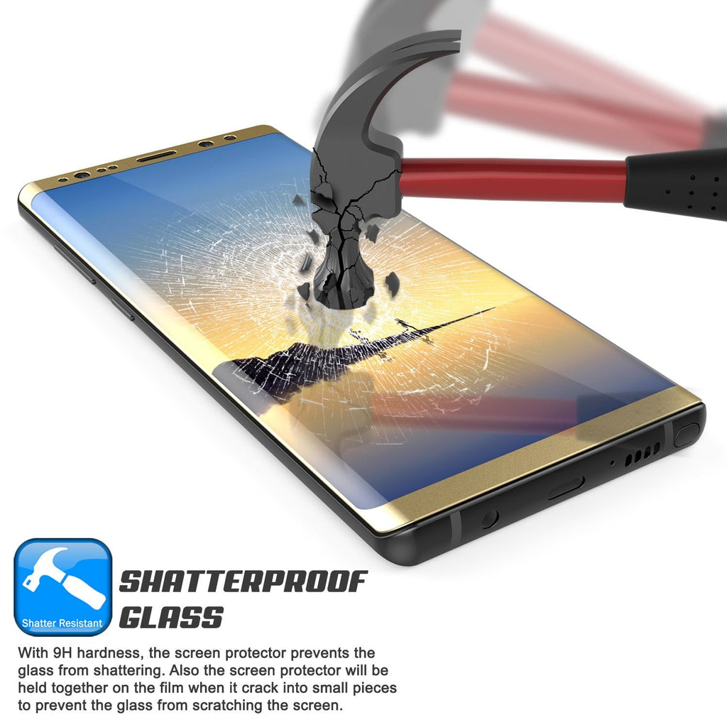 Galaxy Note 9 Gold Punkcase Glass SHIELD Tempered Glass Screen Protector 0.33mm Thick 9H Glass (Color in image: Clear)