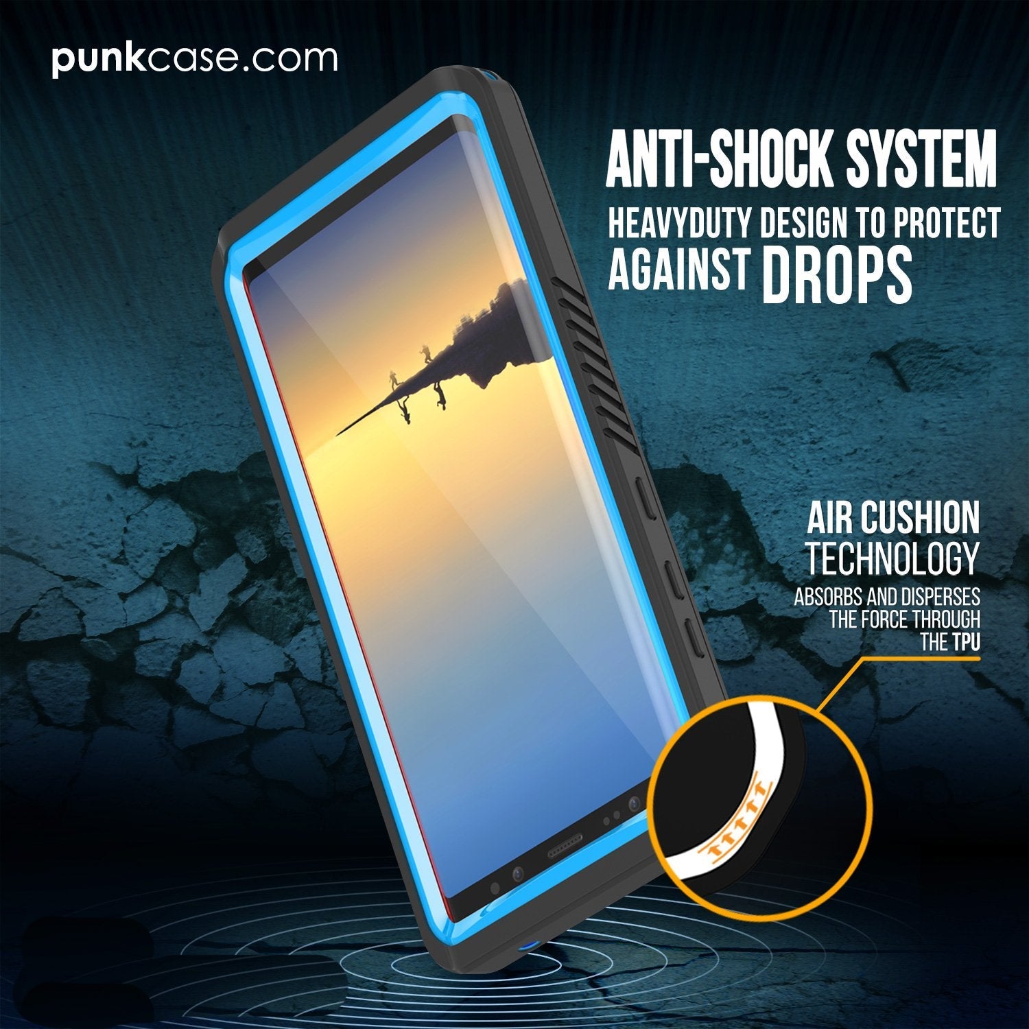 Galaxy Note 8 Case, Punkcase [Extreme Series] [Slim Fit] [IP68 Certified] [Shockproof] Armor Cover W/ Built In Screen Protector [Light Blue] (Color in image: Pink)