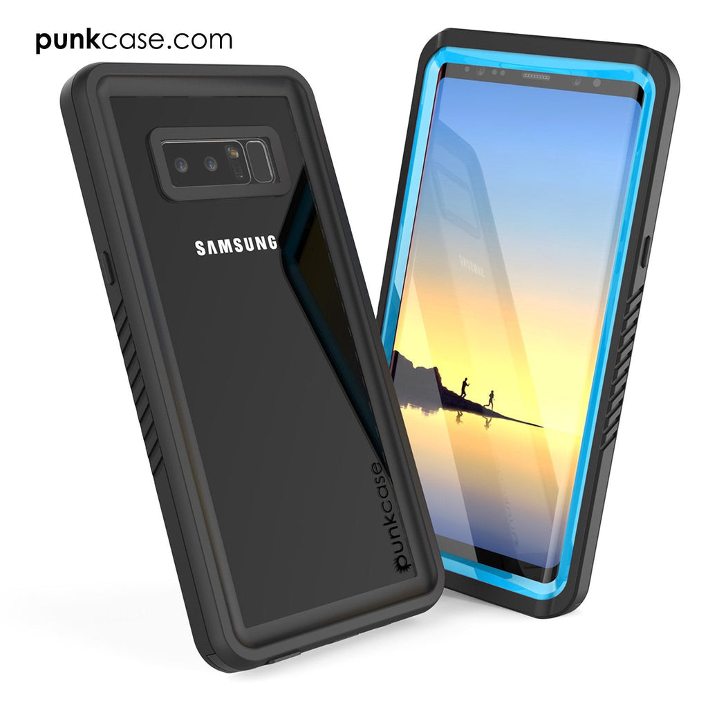 Galaxy Note 8 Case, Punkcase [Extreme Series] [Slim Fit] [IP68 Certified] [Shockproof] Armor Cover W/ Built In Screen Protector [Light Blue] (Color in image: Clear)