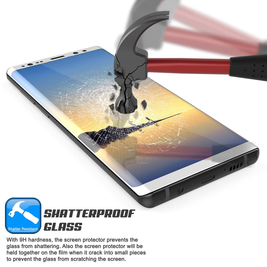 Galaxy Note 9 White Punkcase Glass SHIELD Tempered Glass Screen Protector 0.33mm Thick 9H Glass (Color in image: Clear)