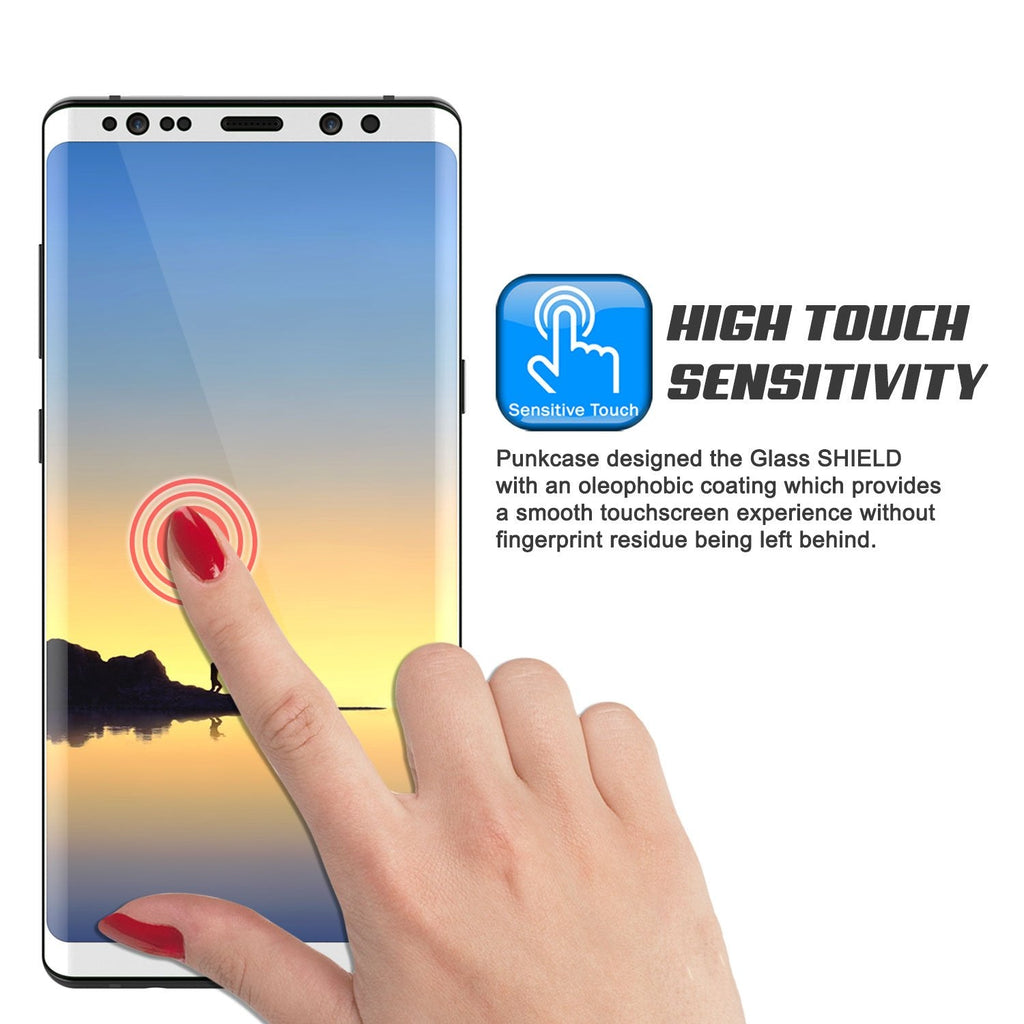Galaxy Note 9 White Punkcase Glass SHIELD Tempered Glass Screen Protector 0.33mm Thick 9H Glass (Color in image: Silver)