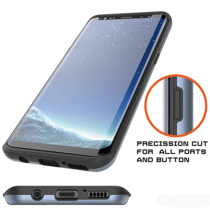Galaxy S8 Case, PUNKcase [SLOT Series] [Slim Fit] Dual-Layer Armor Cover w/Integrated Anti-Shock System, Credit Card Slot [Navy] (Color in image: Grey)