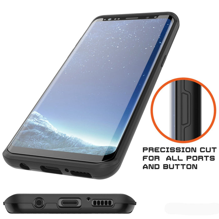 Galaxy S8 Case, PUNKcase [SLOT Series] [Slim Fit] Dual-Layer Armor Cover w/Integrated Anti-Shock System, Credit Card Slot [Black] (Color in image: Grey)