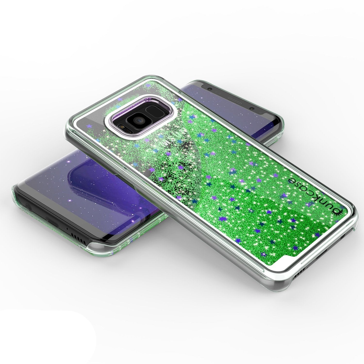 Galaxy S8 Case, Punkcase [Liquid Series] Protective Dual Layer Floating Glitter Cover + PunkShield Screen Protector for Samsung S8 [Green] (Color in image: Pink)
