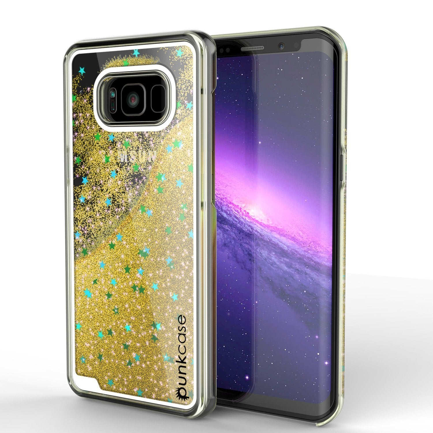 Galaxy S8 Case, Punkcase Liquid Gold Series Protective Dual Layer Floating Glitter Cover