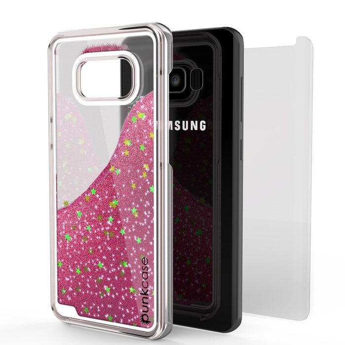 Galaxy S8 Case, Punkcase [Liquid Series] Protective Dual Layer Floating Glitter Cover + PunkShield Screen Protector for Samsung S8 [Pink] (Color in image: Green)