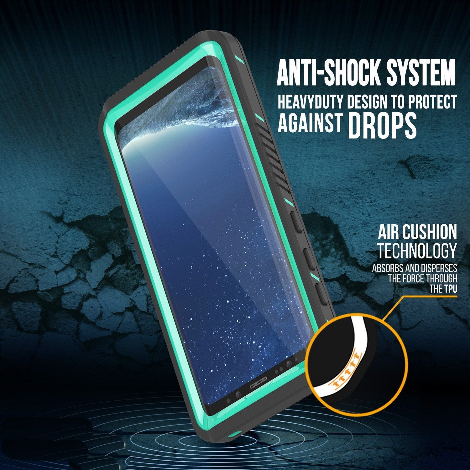 Galaxy S8 Waterproof Case, Punkcase [Extreme Series] [Slim Fit] [IP68 Certified] [Shockproof] [Snowproof] [Dirproof] Armor Cover W/ Built In Screen Protector for Samsung Galaxy S8 [Teal] (Color in image: Red)