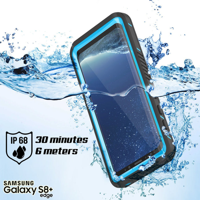 Galaxy S8 PLUS Waterproof Case, Punkcase [Extreme Series] [Slim Fit] [IP68 Certified] Built In Screen Protector [Light Blue]