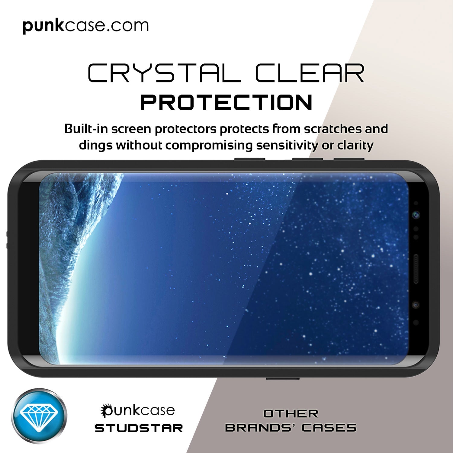 Galaxy S8 Plus Waterproof Case PunkCase StudStar Clear Thin 6.6ft Underwater IP68 Shock/Snow Proof (Color in image: white)
