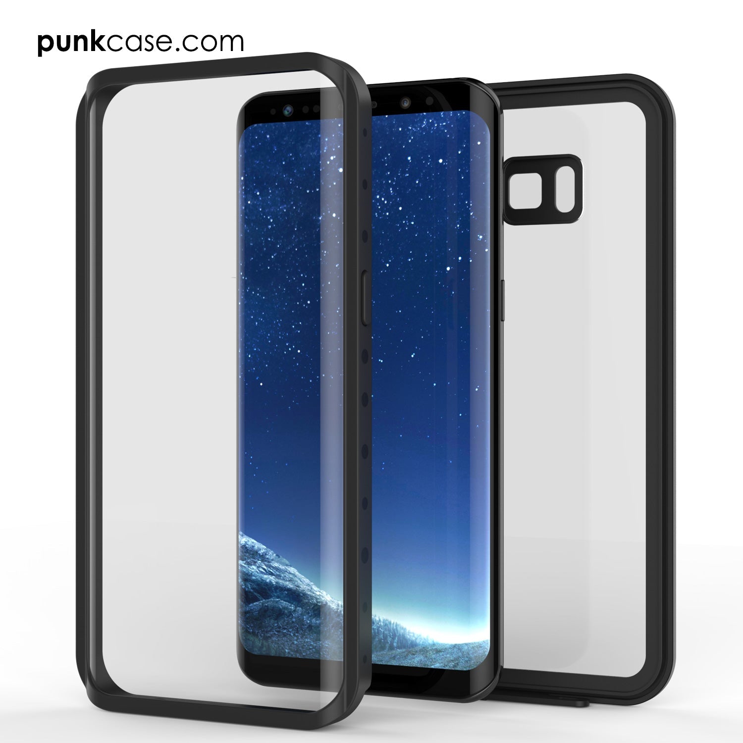 Galaxy S8 Plus Waterproof Case PunkCase StudStar Clear Thin 6.6ft Underwater IP68 Shock/Snow Proof (Color in image: black)