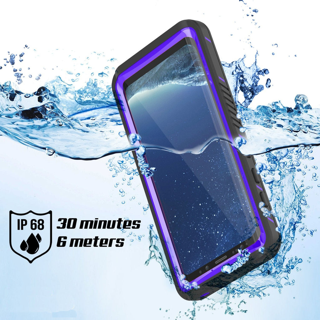 Galaxy S8 Waterproof Case, Punkcase [Extreme Series] [Slim Fit] [IP68 Certified] [Shockproof] [Snowproof] [Dirproof] Armor Cover W/ Built In Screen Protector for Samsung Galaxy S8 [Purple] (Color in image: Black)