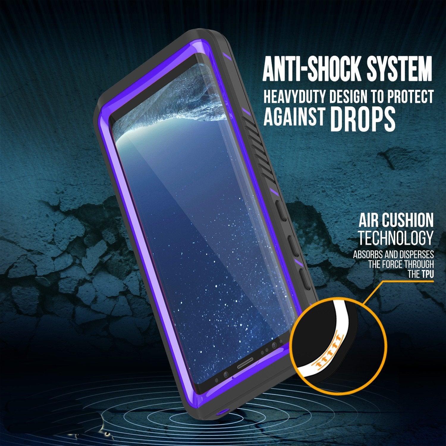 Galaxy S8 PLUS Waterproof Case, Punkcase [Extreme Series] [Slim Fit] [IP68 Certified] [Shockproof] [Snowproof] [Dirproof] Armor Cover W/ Built In Screen Protector for Samsung Galaxy S8+ [Purple] (Color in image: Light blue)