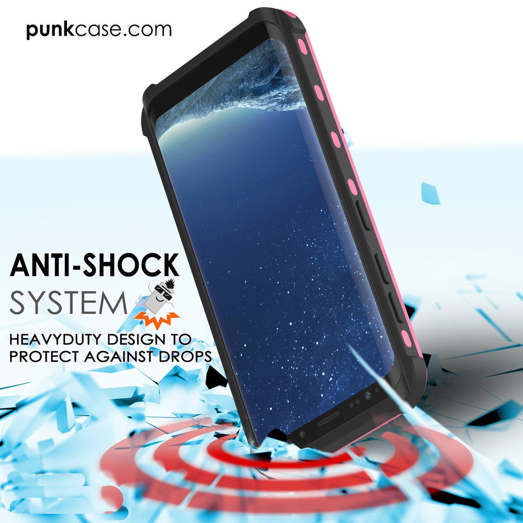 Protector [PURPLE]Galaxy S8 Waterproof Case, Punkcase [KickStud Series] [Slim Fit] [IP68 Certified] [Shockproof] [Snowproof] Armor Cover [Pink] (Color in image: Light Blue)
