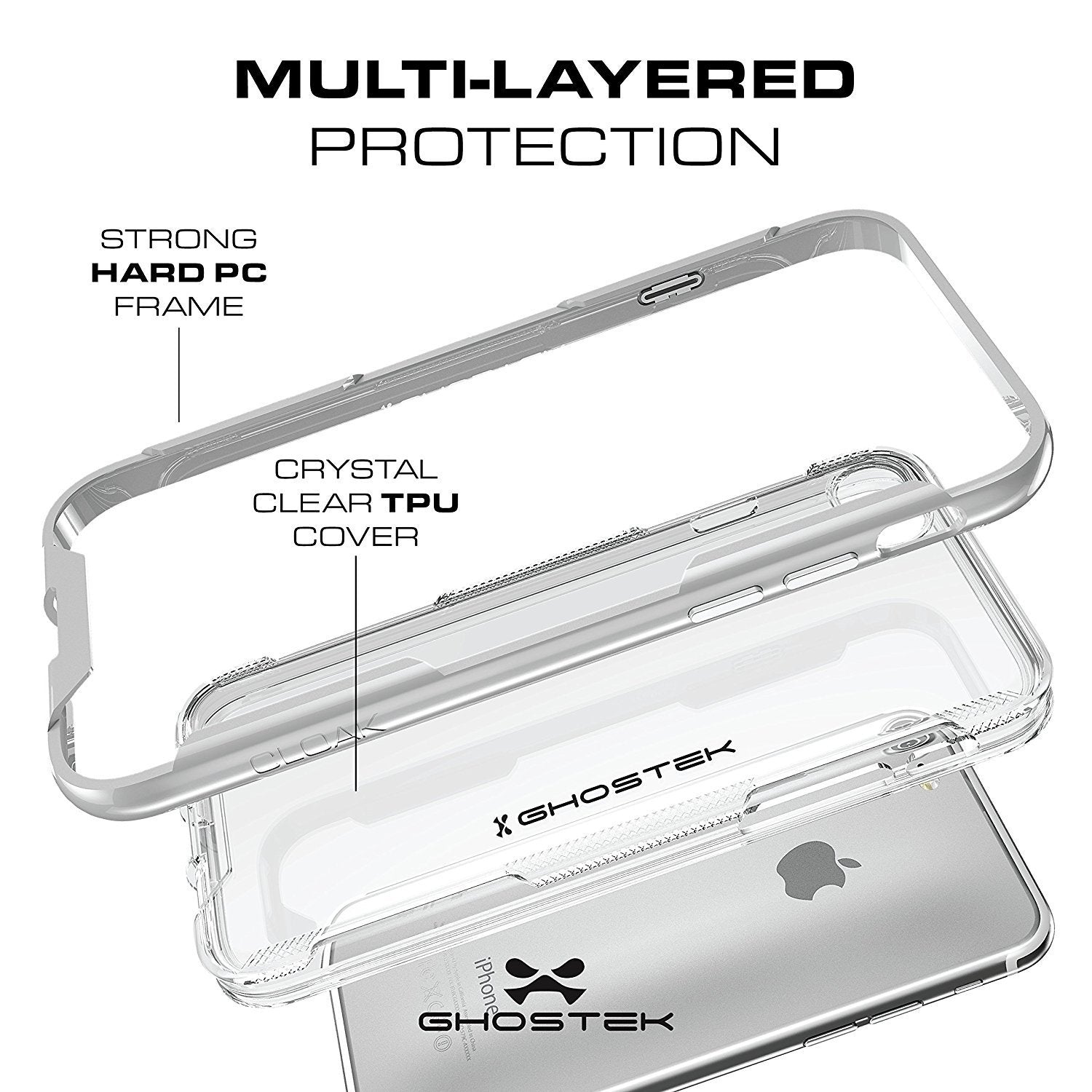 iPhone 8 Case, Ghostek Cloak 3 Series Case for iPhone 8 Case Clear Protective Case [Black] 
