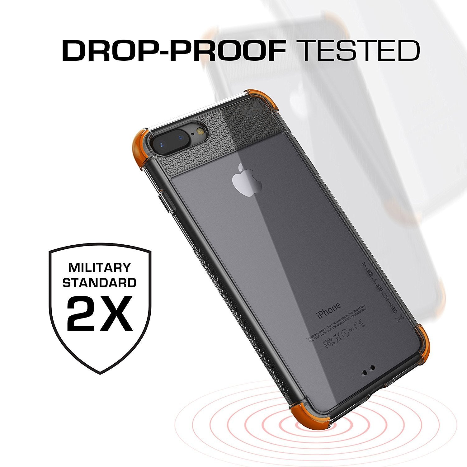 iPhone 7+ Plus Case, Ghostek Covert 2 Series for iPhone 7+ Plus Protective Case [ Orange] (Color in image: Pink)