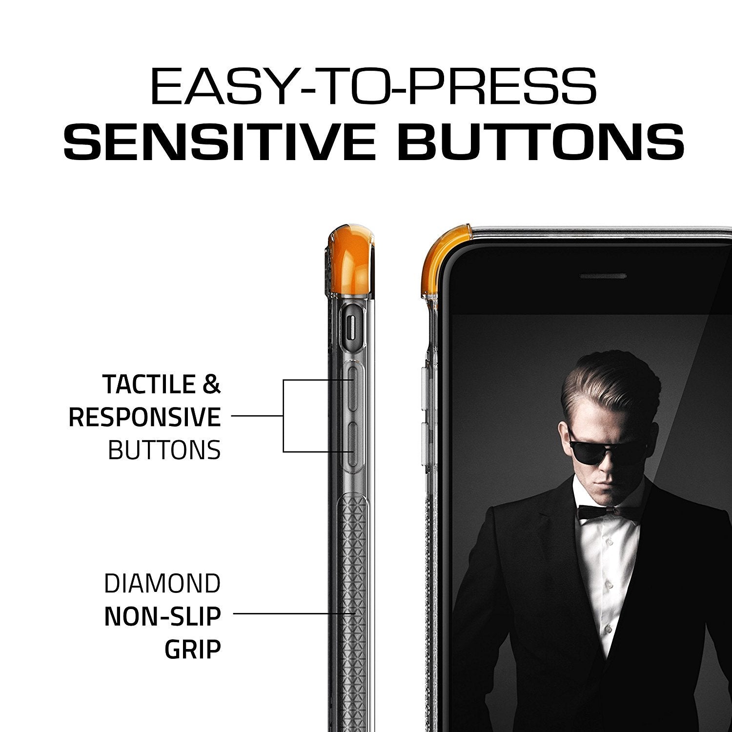 iPhone 8+ Plus Case, Ghostek Covert 2 Series for iPhone 8+ Plus Protective Case [ Orange] (Color in image: White)