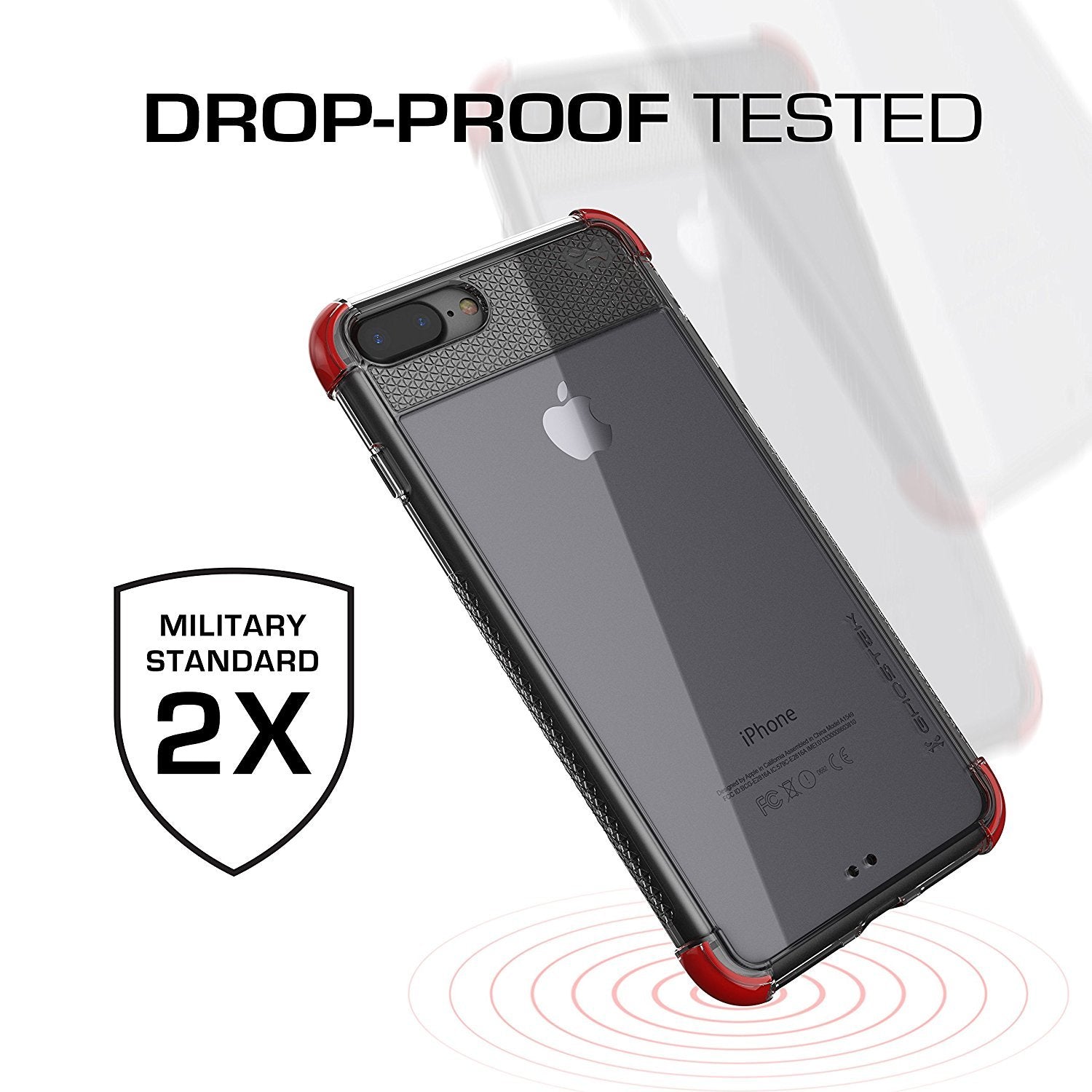 iPhone 7+ Plus Case, Ghostek Covert 2 Series for iPhone 7+ Plus Protective Case [ Red] (Color in image: White)
