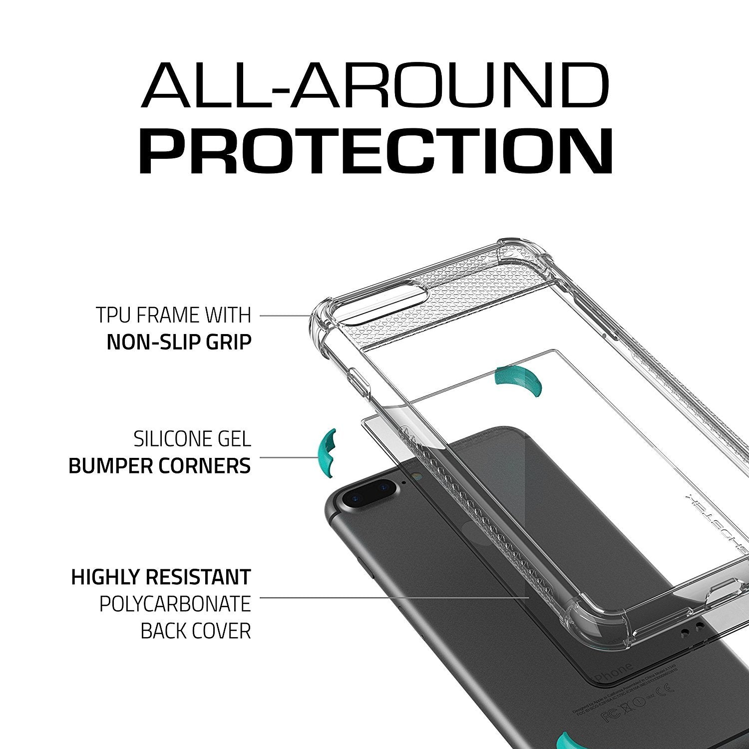 iPhone 8+ Plus Case, Ghostek Covert 2 Series for iPhone 8+ Plus Protective Case [ Teal] (Color in image: Orange)
