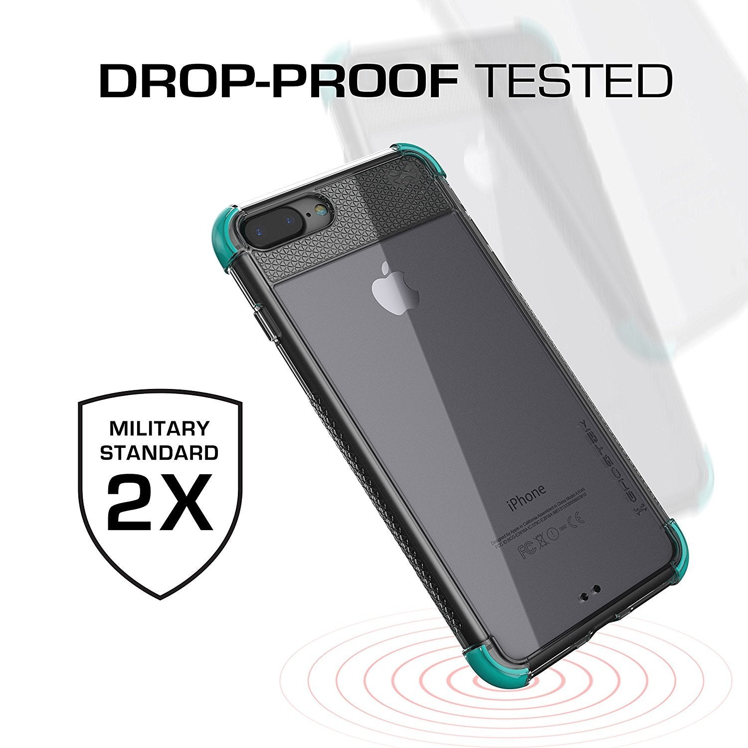 iPhone 7+ Plus Case, Ghostek Covert 2 Series for iPhone 7+ Plus Protective Case [ Teal] (Color in image: White)