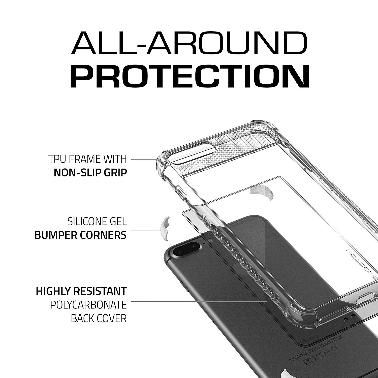 iPhone 8+ Plus Case, Ghostek Covert 2 Series for iPhone 8+ Plus Protective Case [ White] (Color in image: Red)