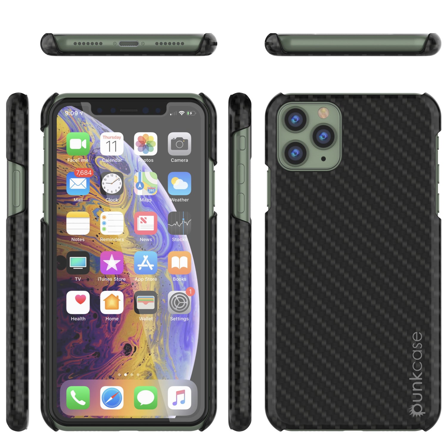 iPhone 11 Pro Case, Punkcase CarbonShield, Heavy Duty & Ultra Thin 2 Piece Dual Layer [shockproof]