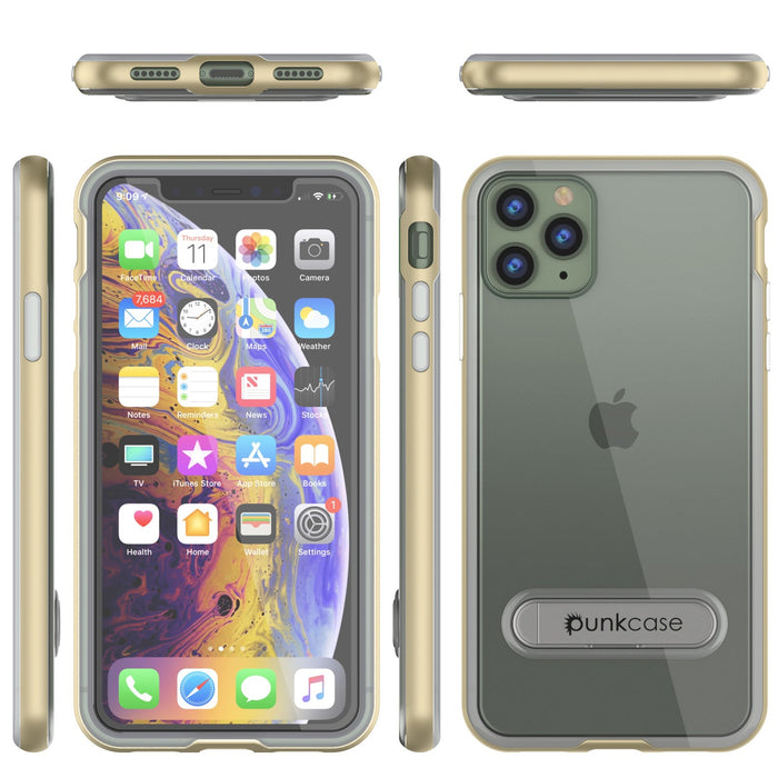 iPhone 11 Pro Max Case, PUNKcase [LUCID 3.0 Series] [Slim Fit] Armor Cover w/ Integrated Screen Protector [Gold] (Color in image: Black)