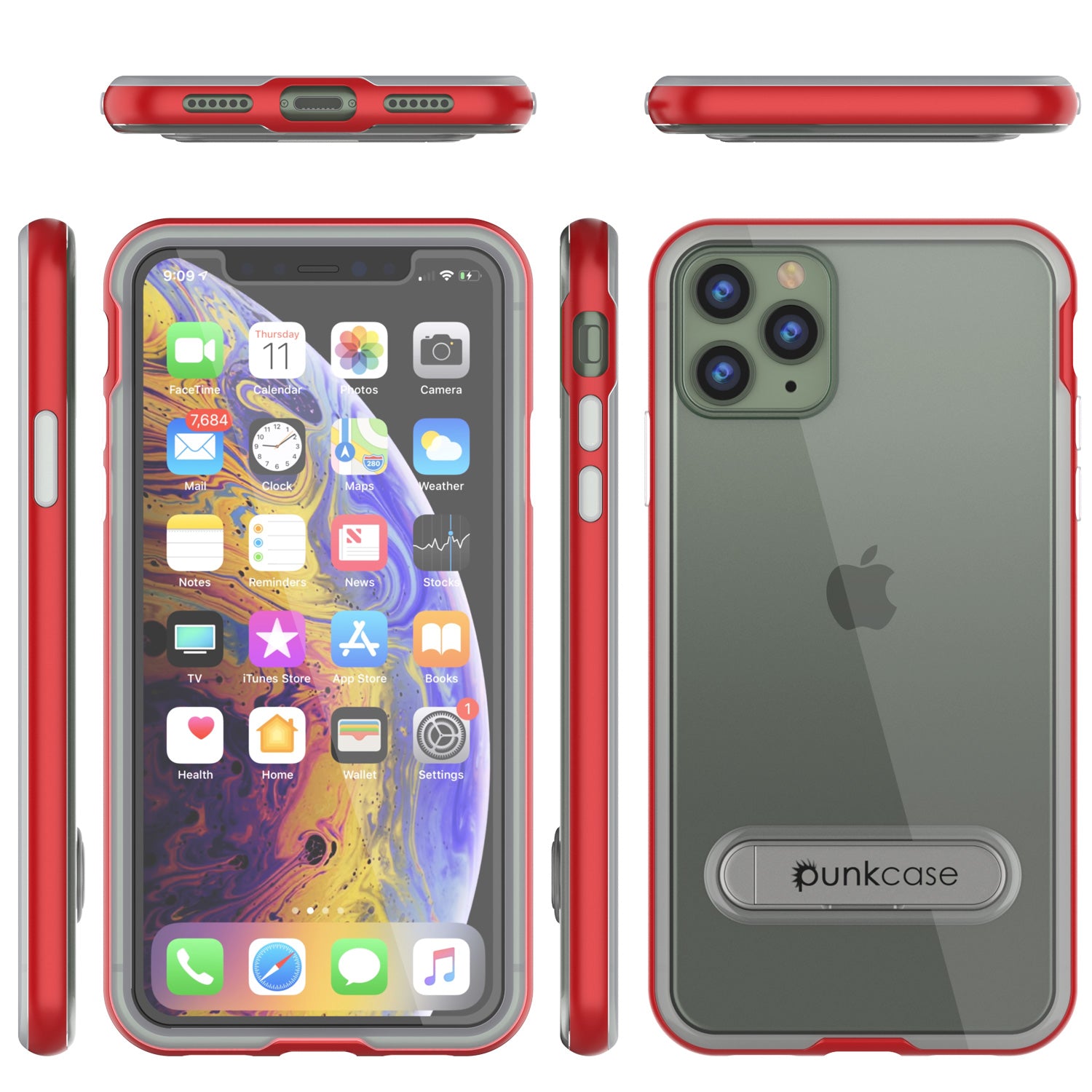 iPhone 11 Pro Case, PUNKcase [LUCID 3.0 Series] [Slim Fit] Armor Cover w/ Integrated Screen Protector [Red]