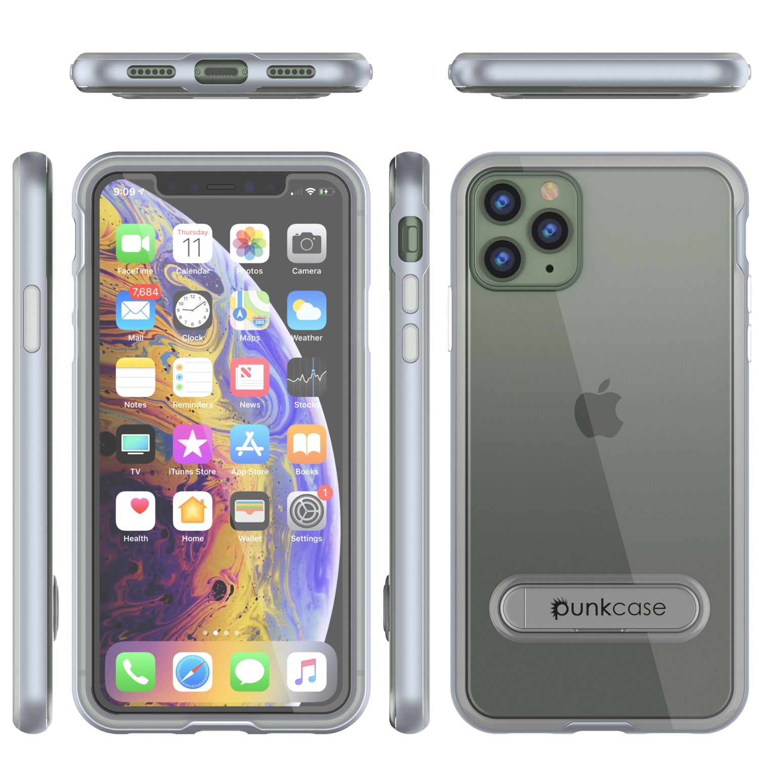 iPhone 11 Pro Case, PUNKcase [LUCID 3.0 Series] [Slim Fit] Armor Cover w/ Integrated Screen Protector [Silver] (Color in image: Black)