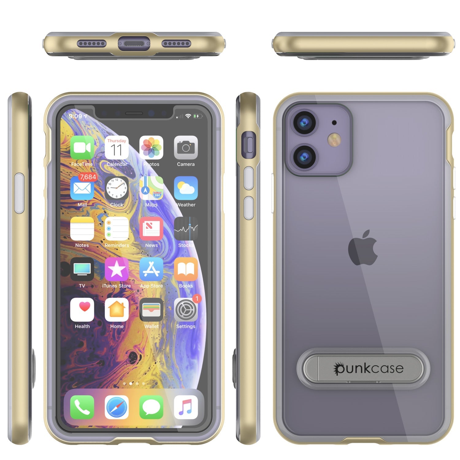 iPhone 11 Case, PUNKcase [LUCID 3.0 Series] [Slim Fit] Armor Cover w/ Integrated Screen Protector [Gold] (Color in image: Black)