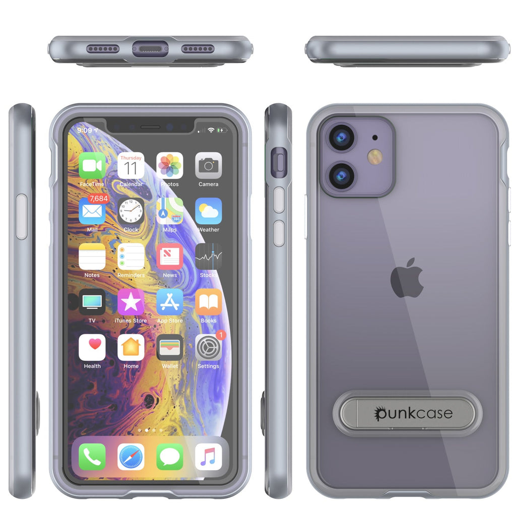 iPhone 11 Case, PUNKcase [LUCID 3.0 Series] [Slim Fit] Armor Cover w/ Integrated Screen Protector [Silver] (Color in image: Black)
