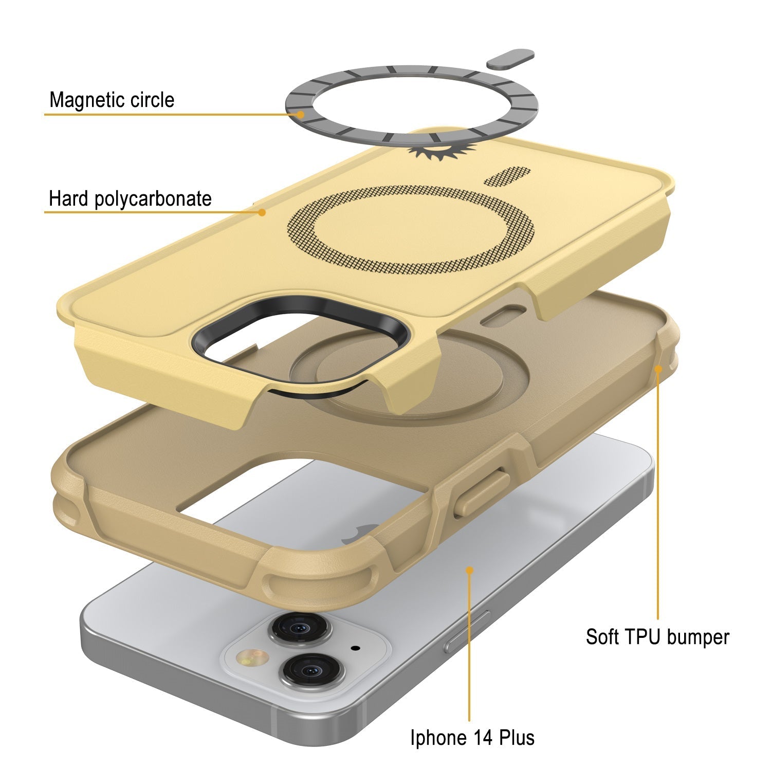 Magnetic circle Hard polycarbonate Iphone 14 Plus (Color in image: Navy)